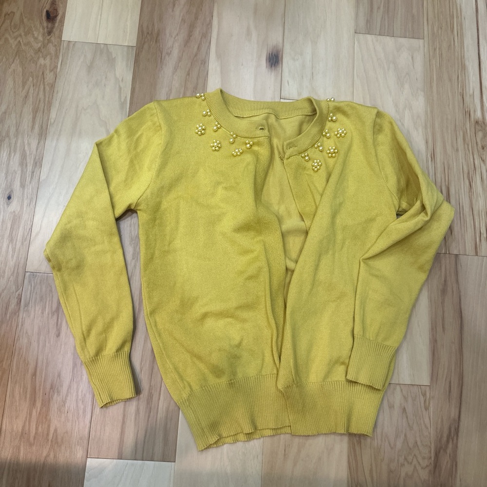 Yellow Beaded Women's Sweater